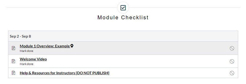 Example of Modules Checklist