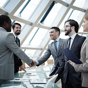 Group of business people shaking hands