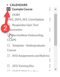 Select the calendar for your course in the list of calendars.