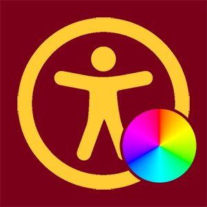 The accessibility icon with a small color wheel in the left corner