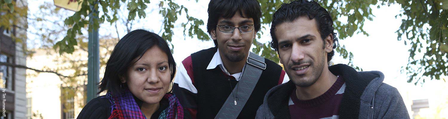 Photo of three ESL students