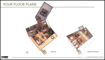 Upper and lower level floor plans for the Greene residence
