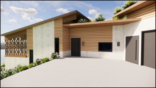Exterior front view of the Greene residence