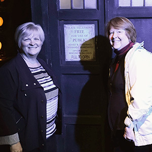 Carol Klempka and Carol Rinkoff in front of the Tardis