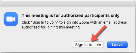 Sign in to Join the Zoom meeting