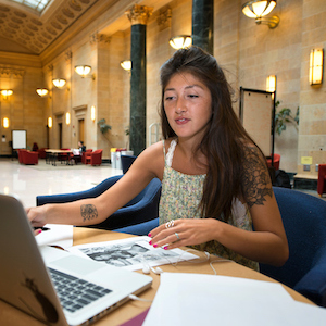 Student studying in Walter Library