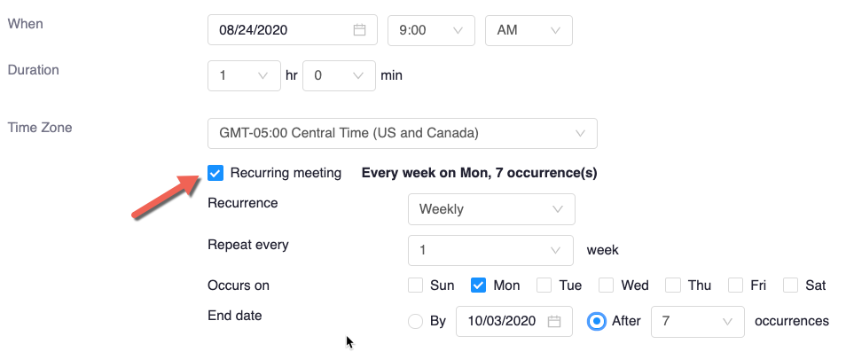 Schedule your Zoom Meeting