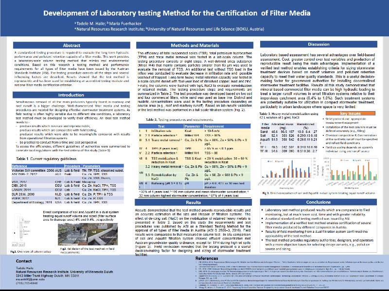 Development of laboratory testing method for certification of filter media
