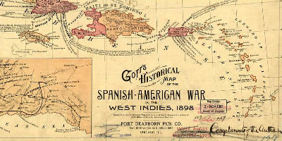 Antique map of Spanish–American war