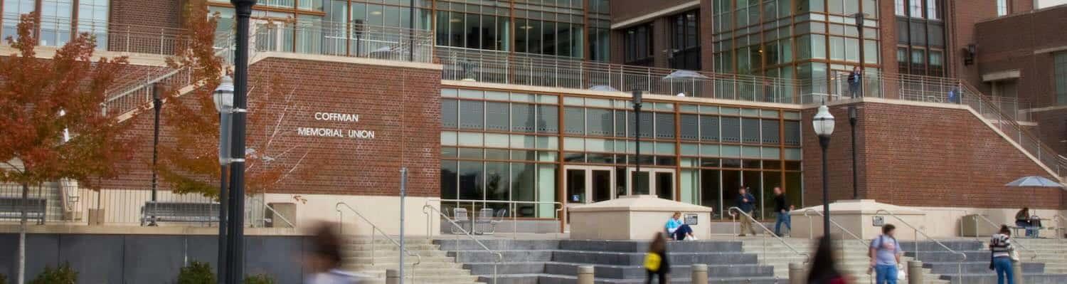 The back entrance of Coffman Memorial Union