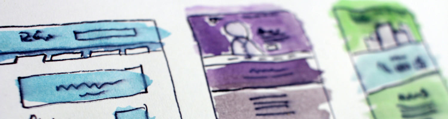watercolor wireframing for a website